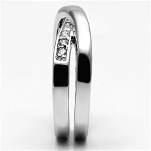 Alamode Rings 3W287 Rhodium Brass Ring with AAA Grade CZ in Clear