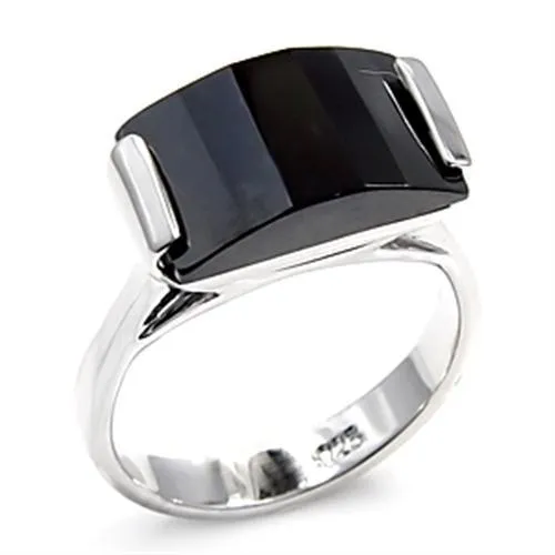 Alamode Rings 6X506 Rhodium 925 Sterling Silver Ring with AAA Grade CZ in Jet Alamode Rings 6X506 Rhodium 925 Sterling Silver Ring with AAA Grade CZ in Jet