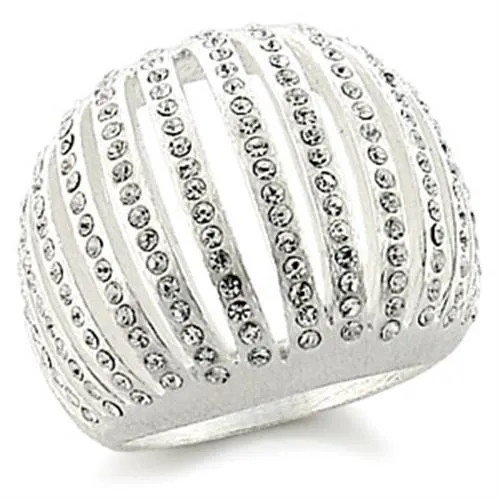 Alamode Rings 9W175 Silver Brass Ring with Top Grade Crystal in Clear