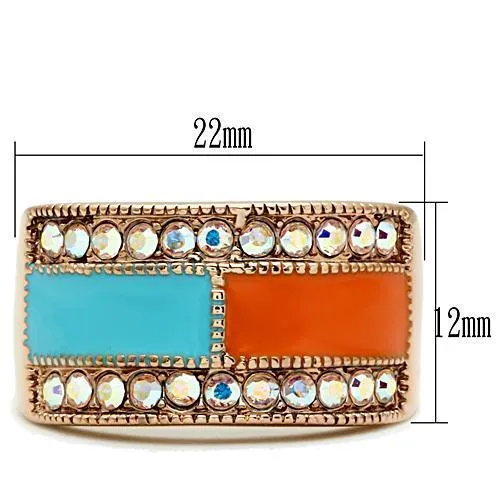 Alamode Rings GL221 IP Rose GoldIon Plating Brass Ring with Top Grade Crystal in Clear