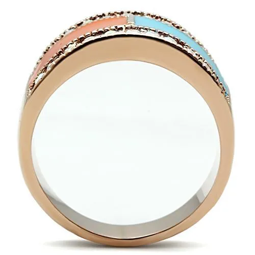 Alamode Rings GL221 IP Rose GoldIon Plating Brass Ring with Top Grade Crystal in Clear