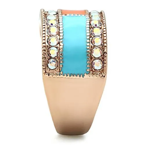 Alamode Rings GL221 IP Rose GoldIon Plating Brass Ring with Top Grade Crystal in Clear
