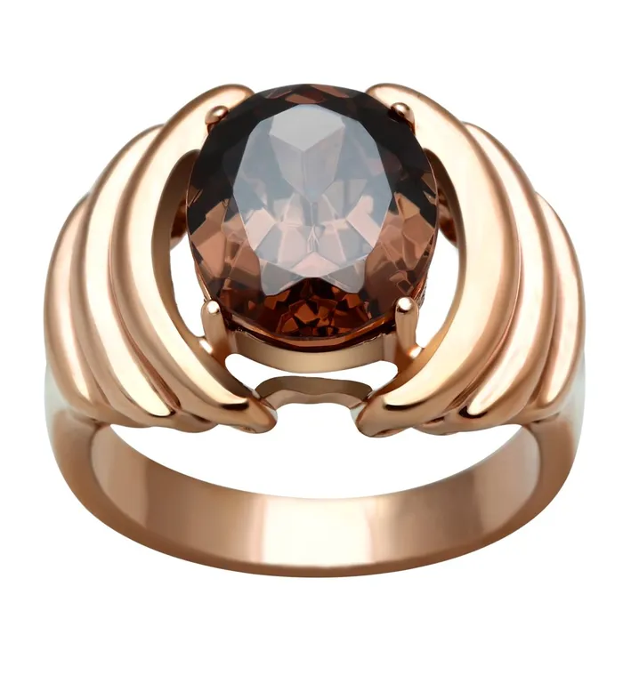 Alamode Rings GL242 IP Rose GoldIon Plating Brass Ring with AAA Grade CZ in Brown Alamode Rings GL242 IP Rose GoldIon Plating Brass Ring with AAA Grade CZ in Brown