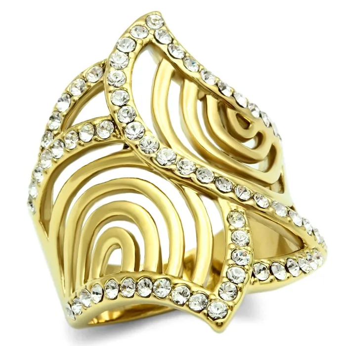 Alamode Rings GL296 IP GoldIon Plating Brass Ring with Top Grade Crystal in Clear Alamode Rings GL296 IP GoldIon Plating Brass Ring with Top Grade Crystal in Clear