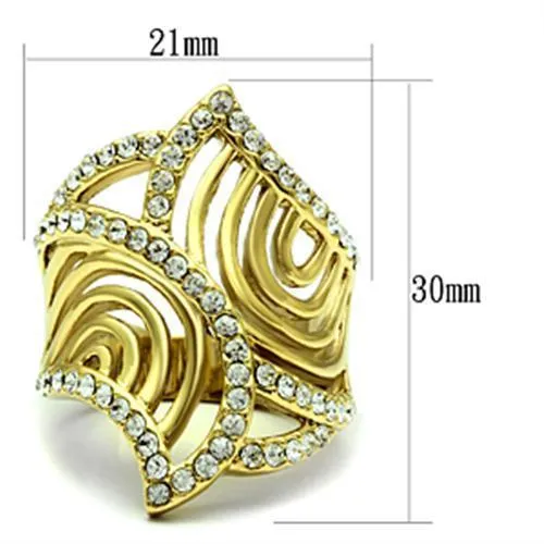 Alamode Rings GL296 IP GoldIon Plating Brass Ring with Top Grade Crystal in Clear