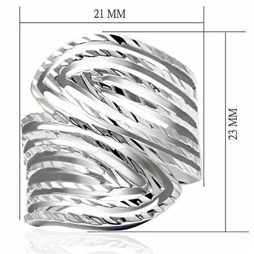 Alamode Rings LO2076 Rhodium Brass Ring with No Stone