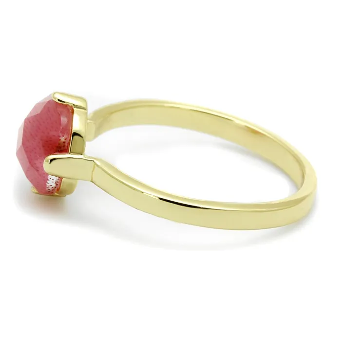 Alamode Rings LO4075 Flash Gold Brass Ring with Synthetic Cat Eye in Rose