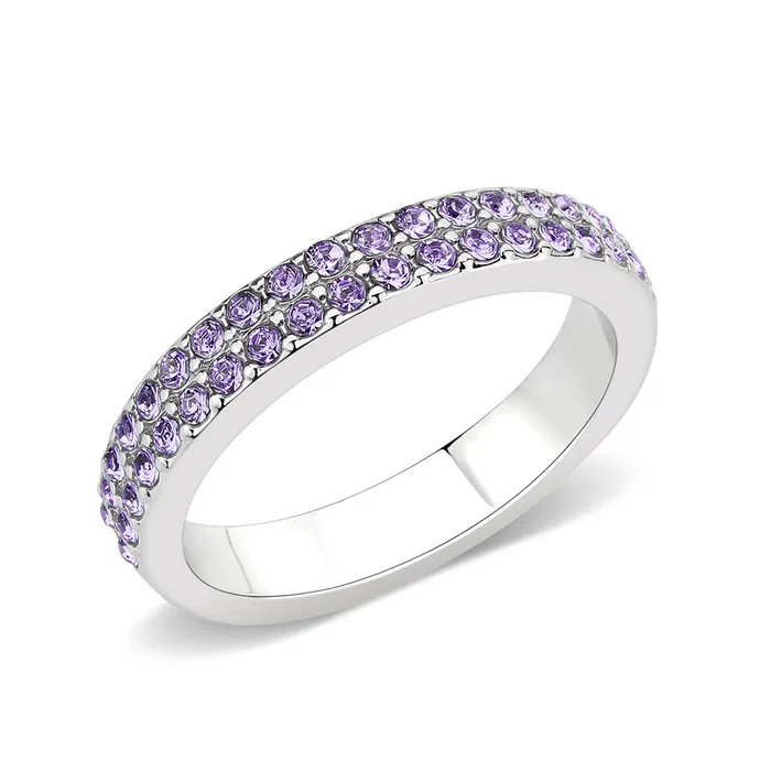 Alamode Rings LO4761 Rhodium Brass Ring with Top Grade Crystal in Tanzanite