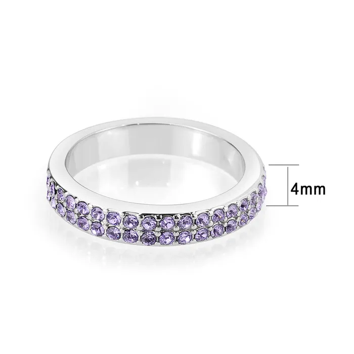 Alamode Rings LO4761 Rhodium Brass Ring with Top Grade Crystal in Tanzanite