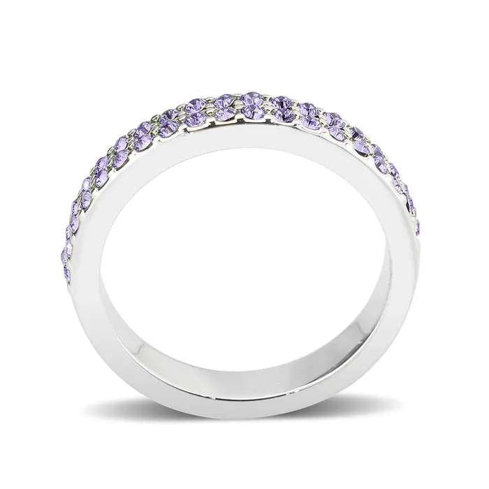Alamode Rings LO4761 Rhodium Brass Ring with Top Grade Crystal in Tanzanite