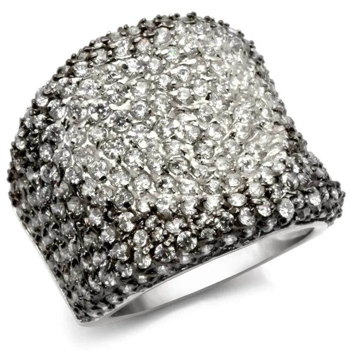 Alamode Rings LOS122 Rhodium Ruthenium 925 Sterling Silver Ring with AAA Grade CZ in Jet Alamode Rings LOS122 Rhodium Ruthenium 925 Sterling Silver Ring with AAA Grade CZ in Jet