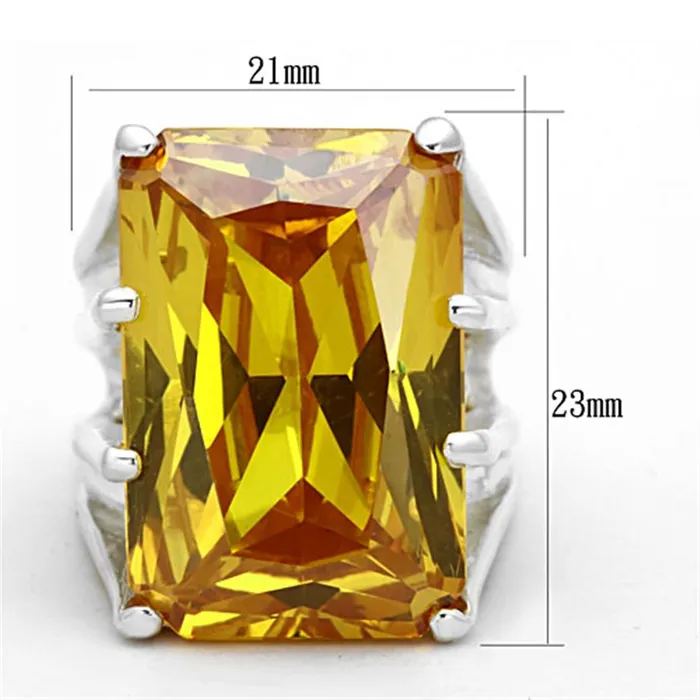 Alamode Rings LOS665 Silver 925 Sterling Silver Ring with AAA Grade CZ in Topaz