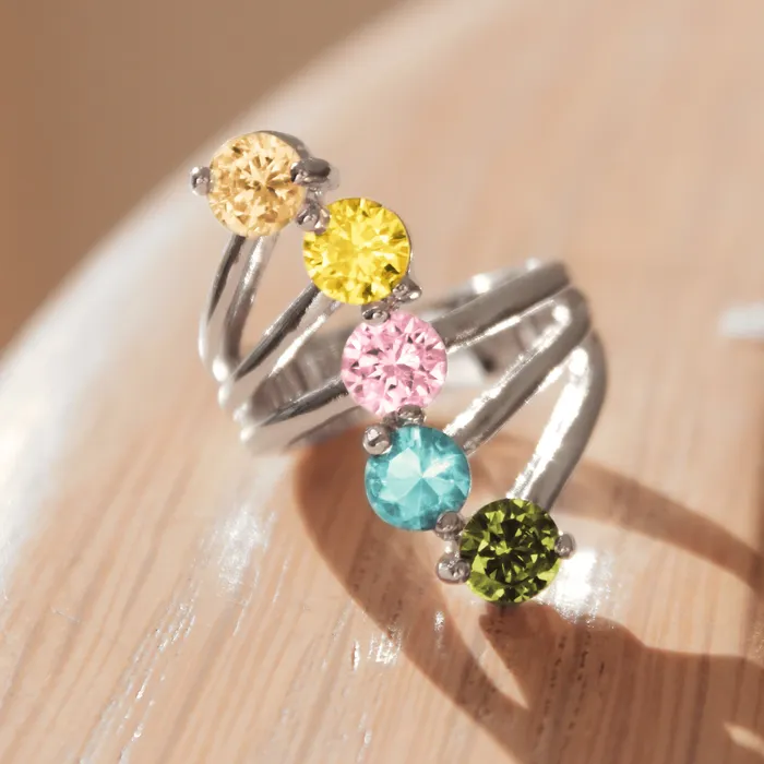 Alamode Rings Lyra Cocktail Ring Rhodium Brass AAA CZ Multi Color 3W291