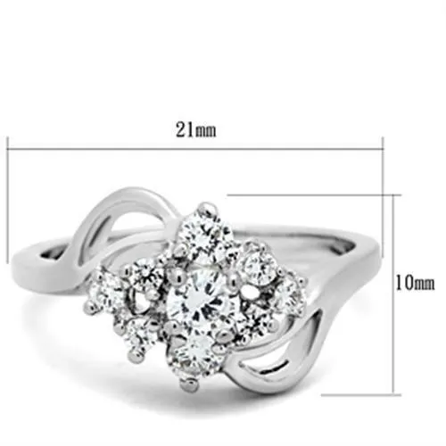 Alamode Rings SS032 Silver 925 Sterling Silver Ring with AAA Grade CZ in Clear
