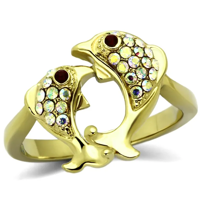 Alamode Rings TK1023 IP GoldIon Plating Stainless Steel Ring with Top Grade Crystal in Multi Color Alamode Rings TK1023 IP GoldIon Plating Stainless Steel Ring with Top Grade Crystal in Multi Color