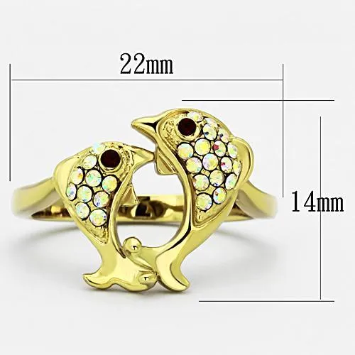 Alamode Rings TK1023 IP GoldIon Plating Stainless Steel Ring with Top Grade Crystal in Multi Color
