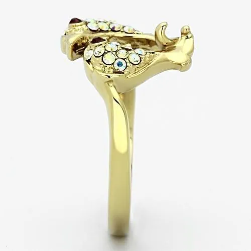 Alamode Rings TK1023 IP GoldIon Plating Stainless Steel Ring with Top Grade Crystal in Multi Color