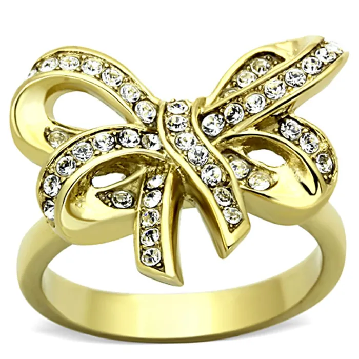 Alamode Rings TK1108 IP GoldIon Plating Stainless Steel Ring with Top Grade Crystal in Clear Alamode Rings TK1108 IP GoldIon Plating Stainless Steel Ring with Top Grade Crystal in Clear