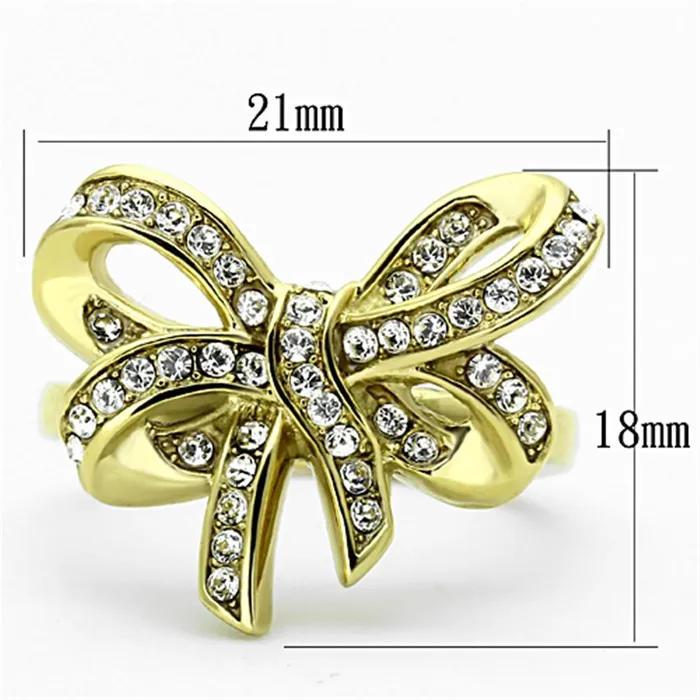 Alamode Rings TK1108 IP GoldIon Plating Stainless Steel Ring with Top Grade Crystal in Clear
