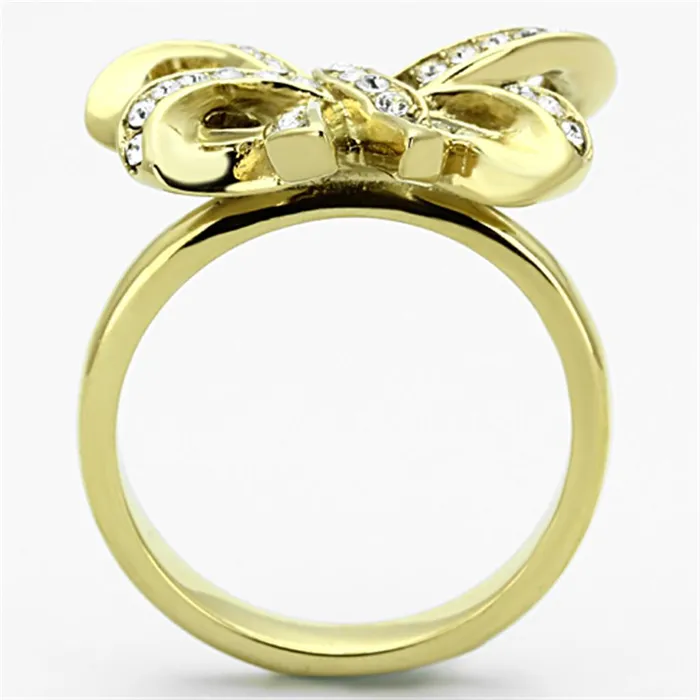 Alamode Rings TK1108 IP GoldIon Plating Stainless Steel Ring with Top Grade Crystal in Clear