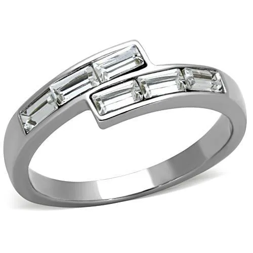 Alamode Rings TK1335 High polished no plating Stainless Steel Ring with Top Grade Crystal in Clear