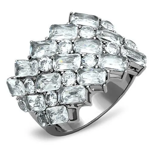 Alamode Rings TK1522 High polished no plating Stainless Steel Ring with AAA Grade CZ in Clear Alamode Rings TK1522 High polished no plating Stainless Steel Ring with AAA Grade CZ in Clear
