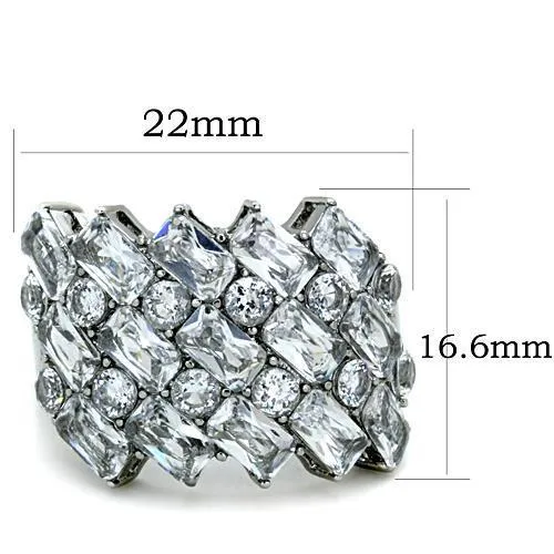 Alamode Rings TK1522 High polished no plating Stainless Steel Ring with AAA Grade CZ in Clear