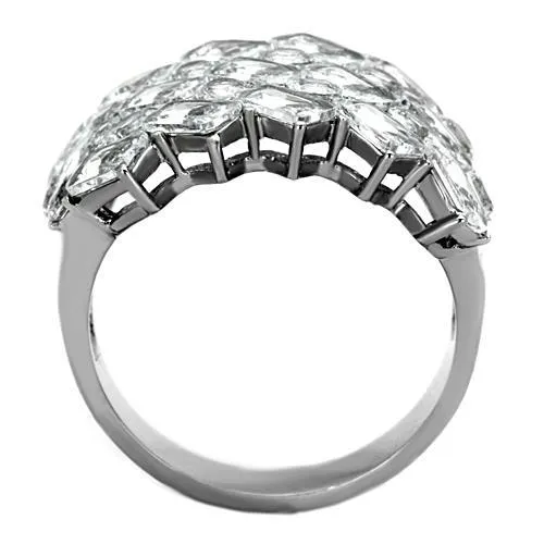 Alamode Rings TK1522 High polished no plating Stainless Steel Ring with AAA Grade CZ in Clear