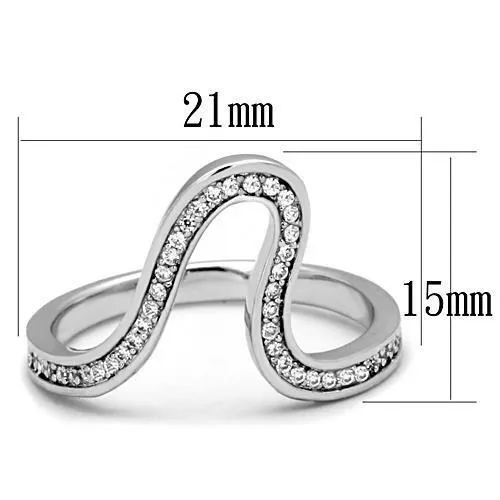 Alamode Rings TK1680 High polished no plating Stainless Steel Ring with AAA Grade CZ in Clear
