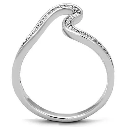 Alamode Rings TK1680 High polished no plating Stainless Steel Ring with AAA Grade CZ in Clear
