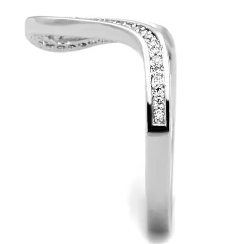 Alamode Rings TK1680 High polished no plating Stainless Steel Ring with AAA Grade CZ in Clear
