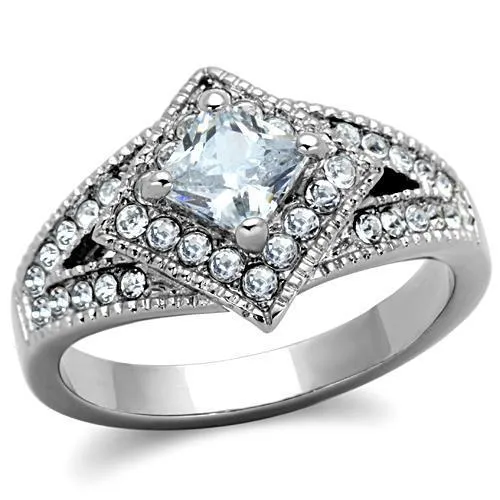 Alamode Rings TK1760 High polished no plating Stainless Steel Ring with AAA Grade CZ in Clear Alamode Rings TK1760 High polished no plating Stainless Steel Ring with AAA Grade CZ in Clear