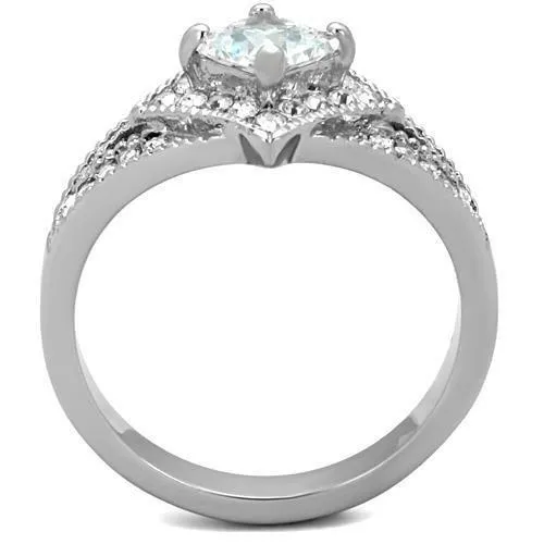 Alamode Rings TK1760 High polished no plating Stainless Steel Ring with AAA Grade CZ in Clear