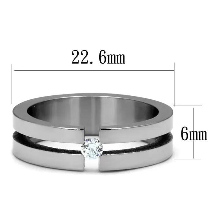 Alamode Rings TK2412 High polished no plating Stainless Steel Ring with AAA Grade CZ in Clear