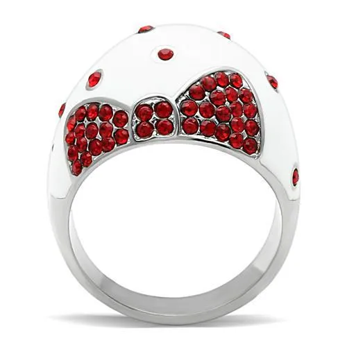 Alamode Rings TK260 High polished no plating Stainless Steel Ring with Top Grade Crystal in Ruby