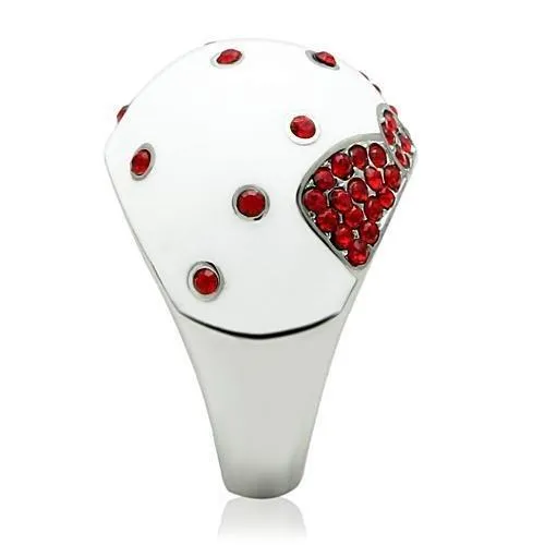 Alamode Rings TK260 High polished no plating Stainless Steel Ring with Top Grade Crystal in Ruby