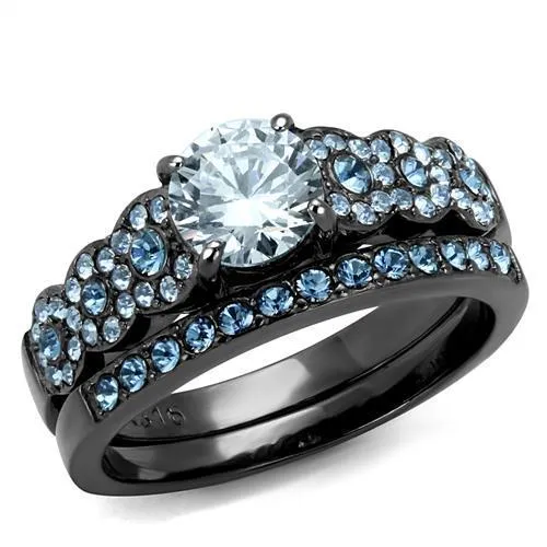 Alamode Rings TK2671 IP Light Black IP Gun Stainless Steel Ring with AAA Grade CZ in Clear Alamode Rings TK2671 IP Light Black IP Gun Stainless Steel Ring with AAA Grade CZ in Clear
