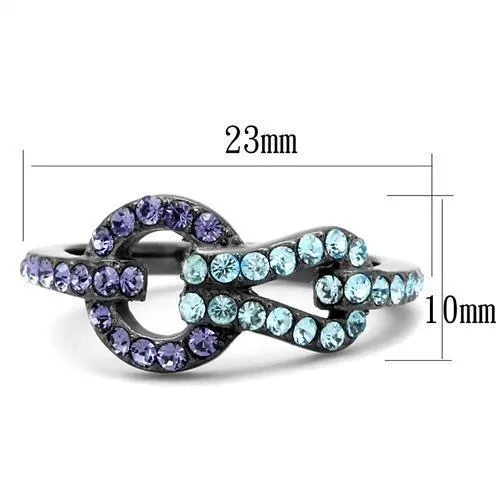 Alamode Rings TK2752 IP Light Black IP Gun Stainless Steel Ring with Top Grade Crystal in Tanzanite