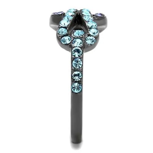 Alamode Rings TK2752 IP Light Black IP Gun Stainless Steel Ring with Top Grade Crystal in Tanzanite