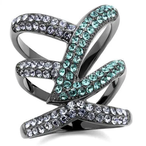 Alamode Rings TK2766 IP Light Black IP Gun Stainless Steel Ring with Top Grade Crystal in Multi Color Alamode Rings TK2766 IP Light Black IP Gun Stainless Steel Ring with Top Grade Crystal in Multi Color