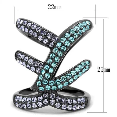 Alamode Rings TK2766 IP Light Black IP Gun Stainless Steel Ring with Top Grade Crystal in Multi Color