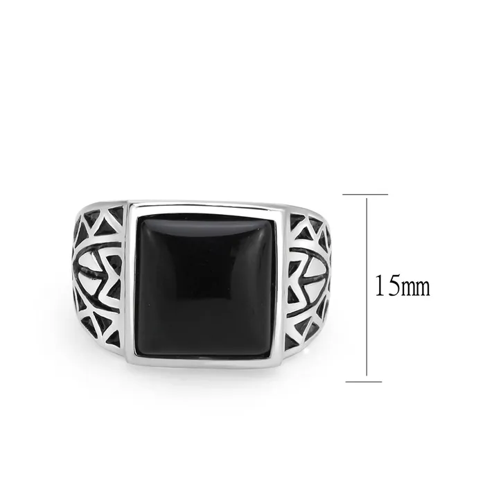Alamode Rings TK3905 High polished no plating Stainless Steel Ring with Synthetic in Jet