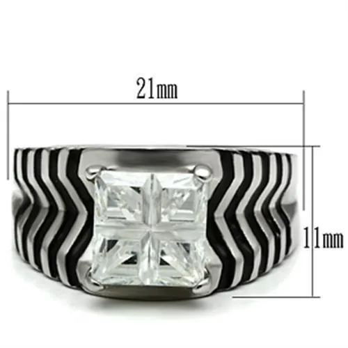 Alamode Rings TK393 High polished no plating Stainless Steel Ring with AAA Grade CZ in Clear