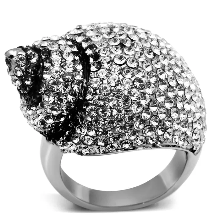 Alamode Rings TK661 High polished no plating Stainless Steel Ring with Top Grade Crystal in Clear Alamode Rings TK661 High polished no plating Stainless Steel Ring with Top Grade Crystal in Clear