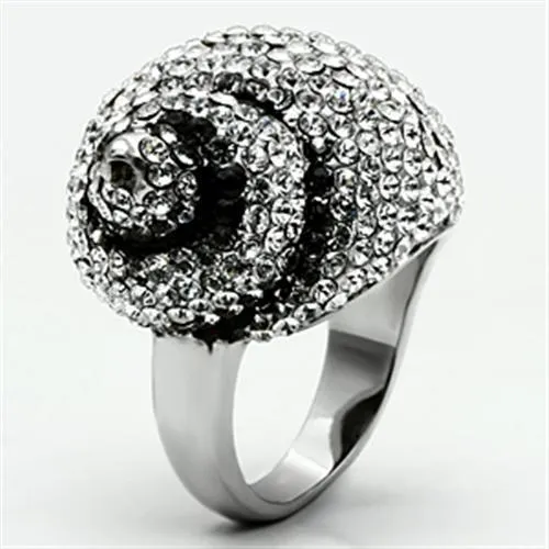 Alamode Rings TK661 High polished no plating Stainless Steel Ring with Top Grade Crystal in Clear