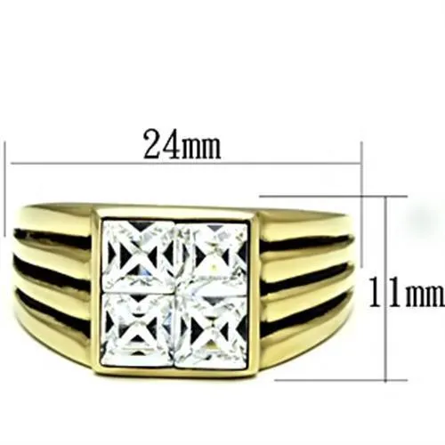 Alamode Rings TK769 IP GoldIon Plating Stainless Steel Ring with Top Grade Crystal in Clear
