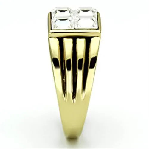 Alamode Rings TK769 IP GoldIon Plating Stainless Steel Ring with Top Grade Crystal in Clear