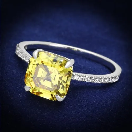 Alamode Rings TS175 Rhodium 925 Sterling Silver Ring with Cubic in Topaz