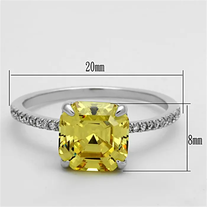 Alamode Rings TS175 Rhodium 925 Sterling Silver Ring with Cubic in Topaz