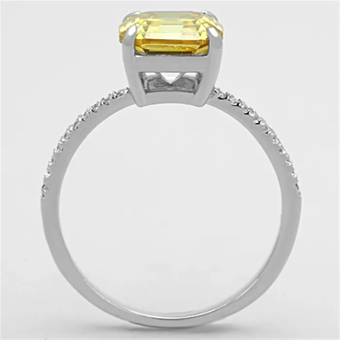 Alamode Rings TS175 Rhodium 925 Sterling Silver Ring with Cubic in Topaz